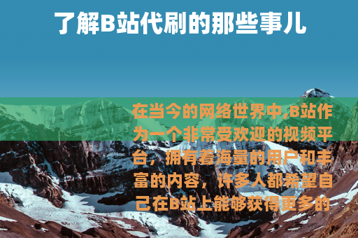 了解B站代刷的那些事儿