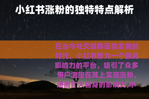 小红书涨粉的独特特点解析
