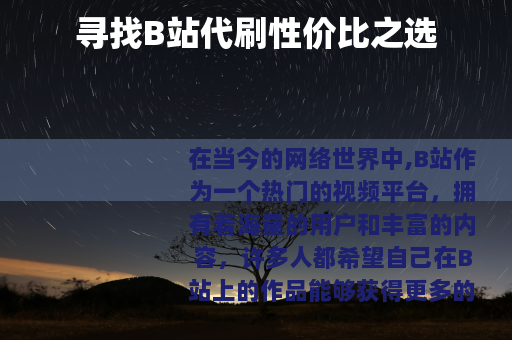 寻找B站代刷性价比之选