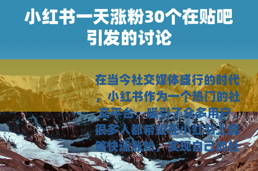 小红书一天涨粉30个在贴吧引发的讨论