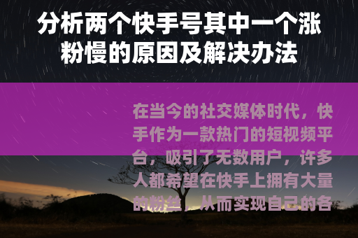 分析两个快手号其中一个涨粉慢的原因及解决办法