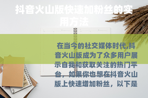 抖音火山版快速加粉丝的实用方法