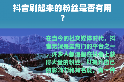 抖音刷起来的粉丝是否有用？