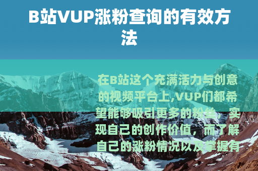 B站VUP涨粉查询的有效方法