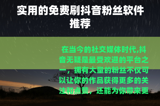 实用的免费刷抖音粉丝软件推荐
