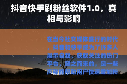 抖音快手刷粉丝软件1.0，真相与影响
