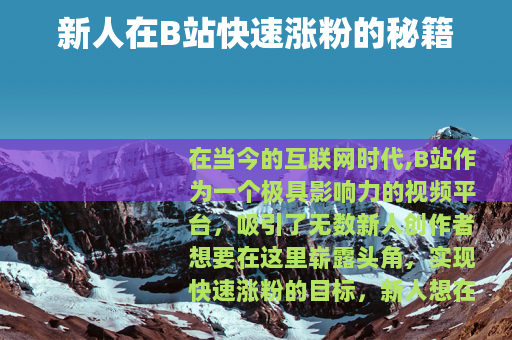 新人在B站快速涨粉的秘籍
