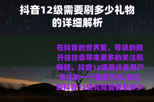 抖音12级需要刷多少礼物的详细解析