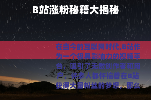 B站涨粉秘籍大揭秘