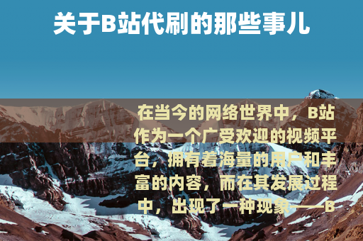 关于B站代刷的那些事儿