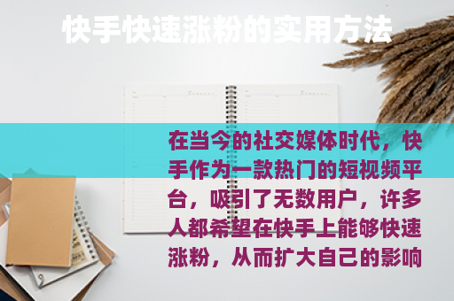 快手快速涨粉的实用方法