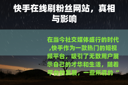 快手在线刷粉丝网站，真相与影响