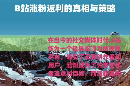 B站涨粉返利的真相与策略