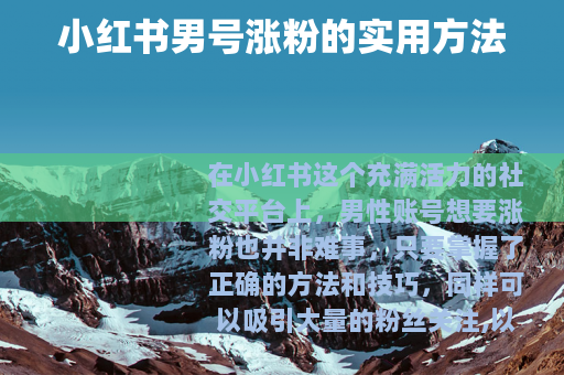 小红书男号涨粉的实用方法