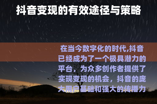 抖音变现的有效途径与策略