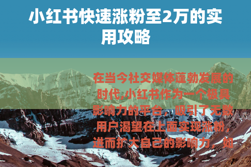 小红书快速涨粉至2万的实用攻略