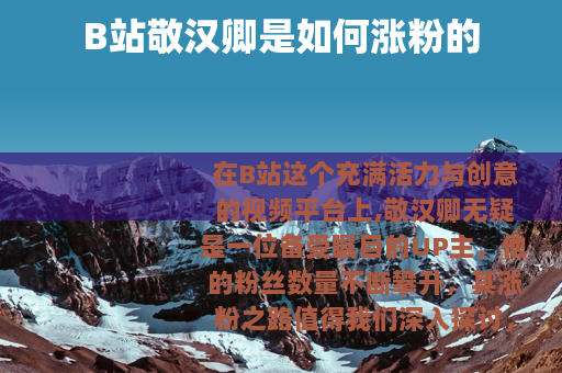 B站敬汉卿是如何涨粉的