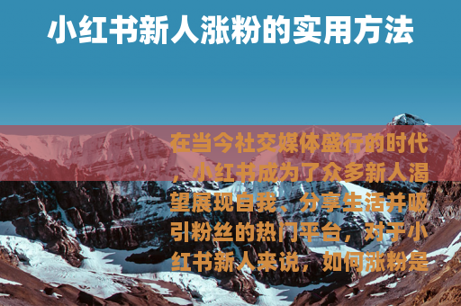 小红书新人涨粉的实用方法
