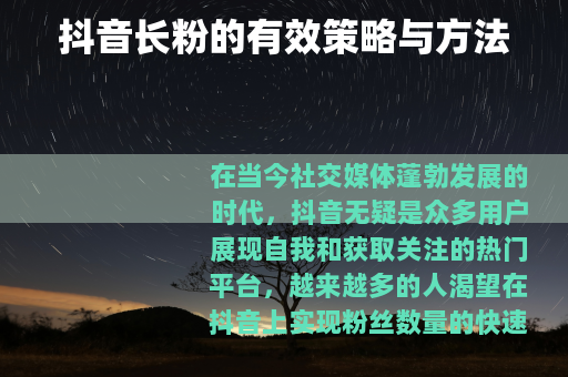 抖音长粉的有效策略与方法
