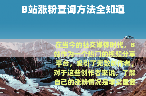 B站涨粉查询方法全知道