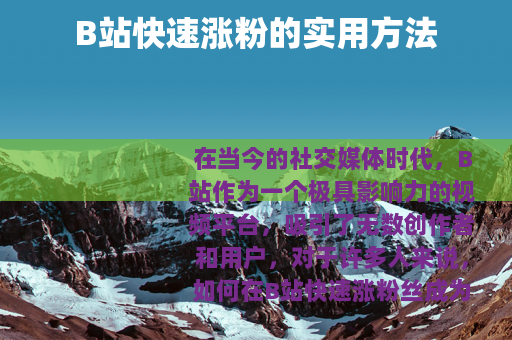 B站快速涨粉的实用方法