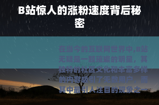 B站惊人的涨粉速度背后秘密