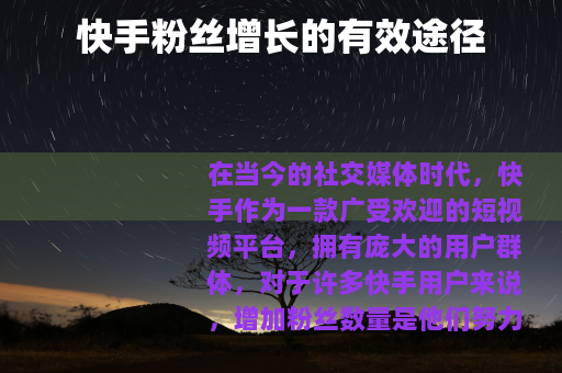 快手粉丝增长的有效途径