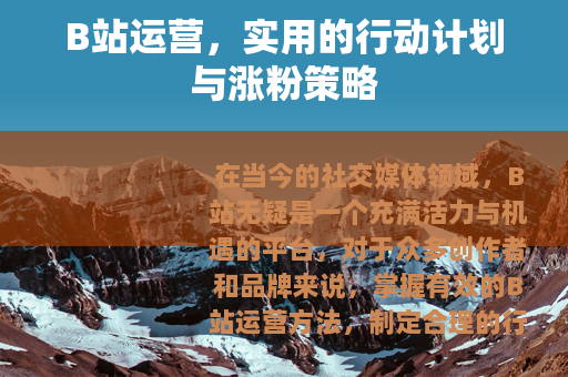 B站运营，实用的行动计划与涨粉策略