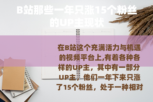 B站那些一年只涨15个粉丝的UP主现状