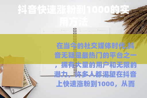 抖音快速涨粉到1000的实用方法