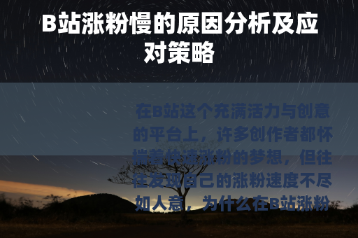 B站涨粉慢的原因分析及应对策略