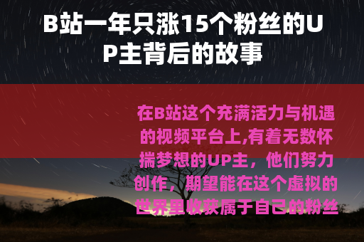 B站一年只涨15个粉丝的UP主背后的故事