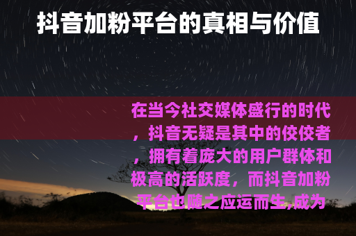抖音加粉平台的真相与价值