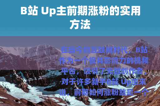 B站 Up主前期涨粉的实用方法