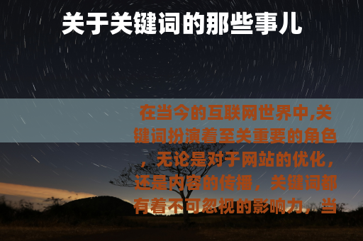 关于关键词的那些事儿