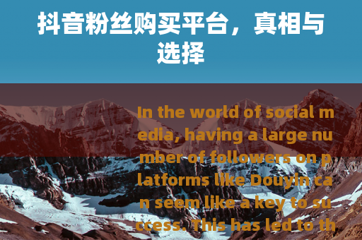 抖音粉丝购买平台，真相与选择
