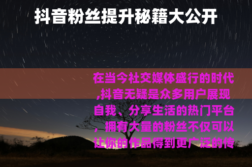 抖音粉丝提升秘籍大公开