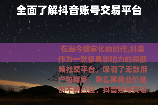 全面了解抖音账号交易平台