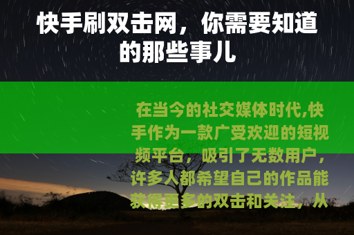 快手刷双击网，你需要知道的那些事儿