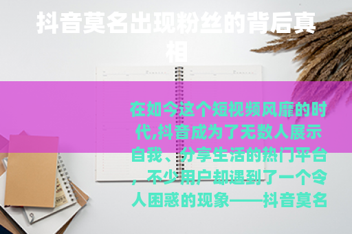 抖音莫名出现粉丝的背后真相