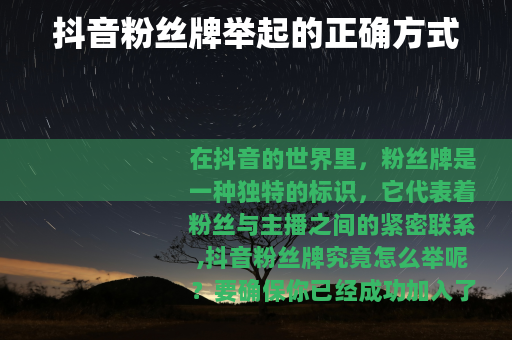 抖音粉丝牌举起的正确方式