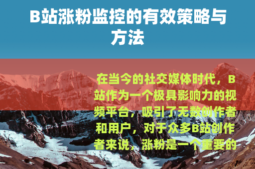 B站涨粉监控的有效策略与方法