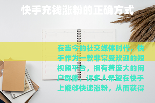 快手充钱涨粉的正确方式