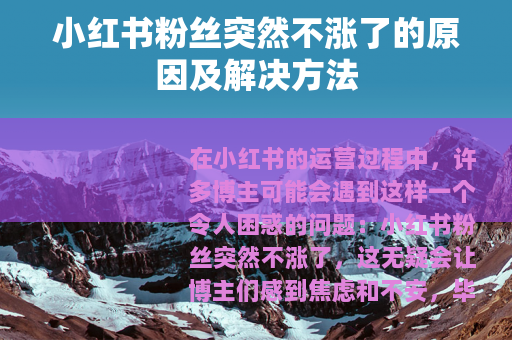 小红书粉丝突然不涨了的原因及解决方法